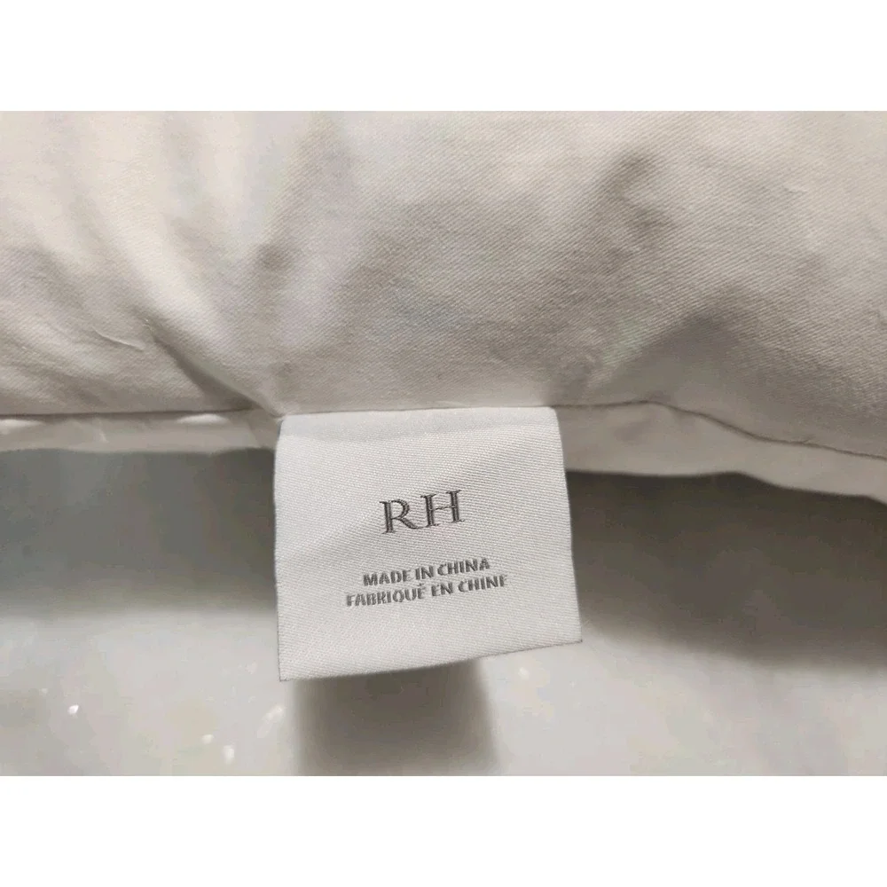 RESTORATION HARDWARE RH 22x15in White Navy Italian Hotel Satin Stitch Boudoir